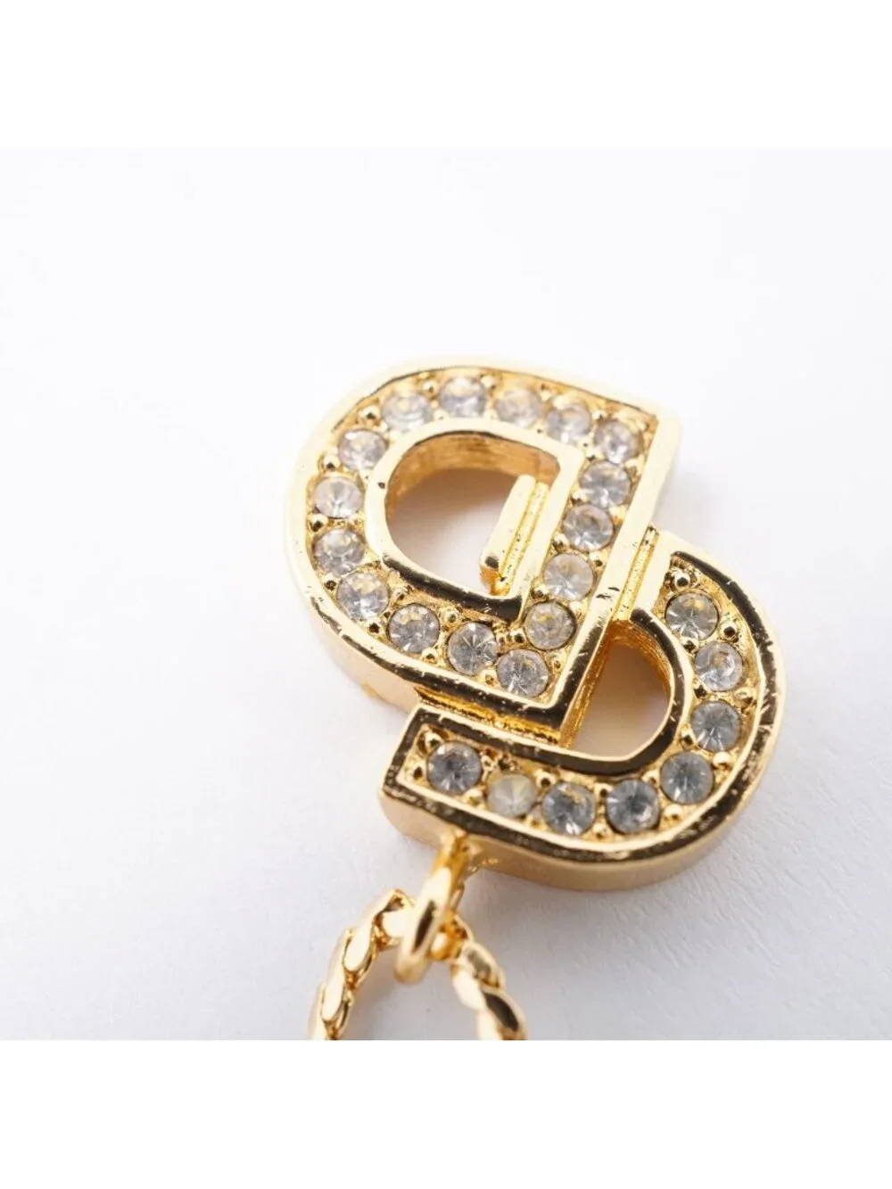 Dior Necklace CD Logo Gold Plated Rhinestone